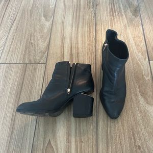 Alexander Wang Black Gabi Boot with rose gold cut out heel